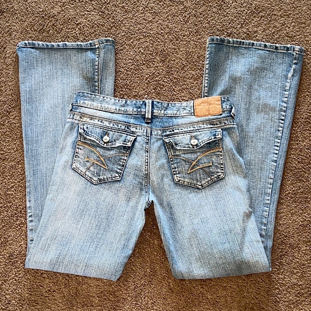 y2k light wash flare jeans